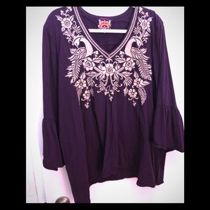 Johnny Was Plus Size 3X Bell Sleeve Tee